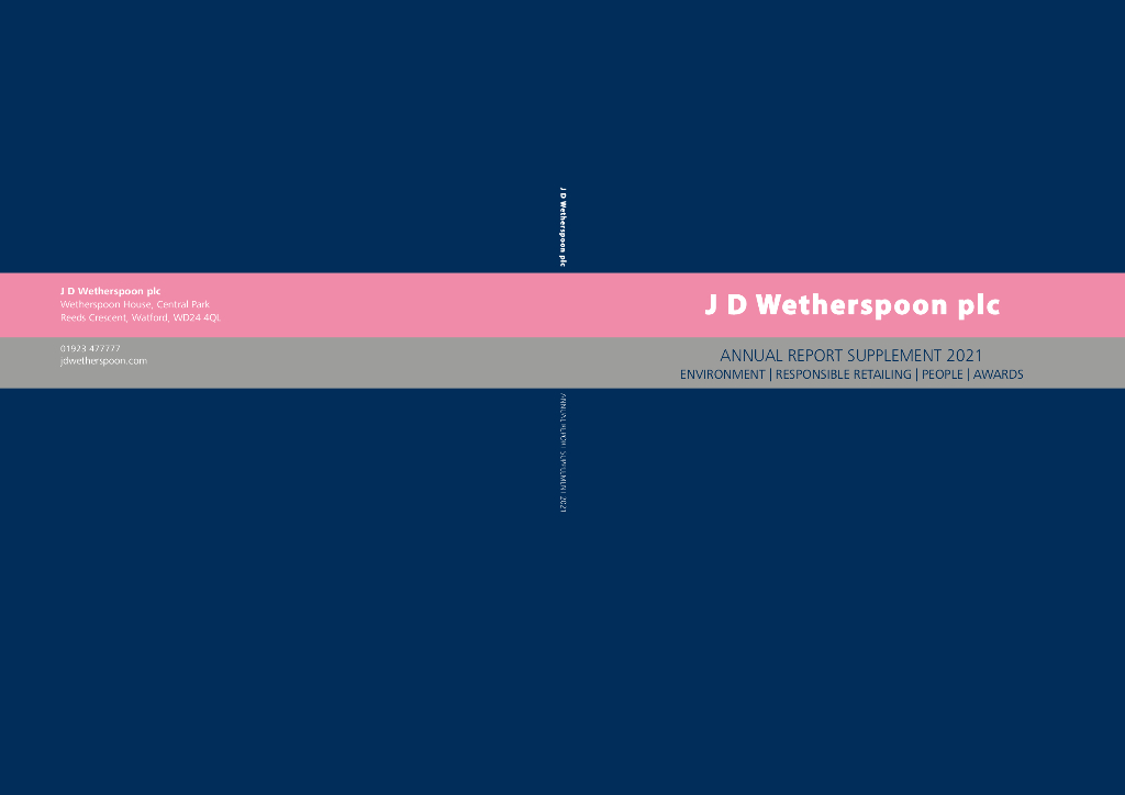 JD Wetherspoon plc（JDW）2021财年年度报告（英文版）