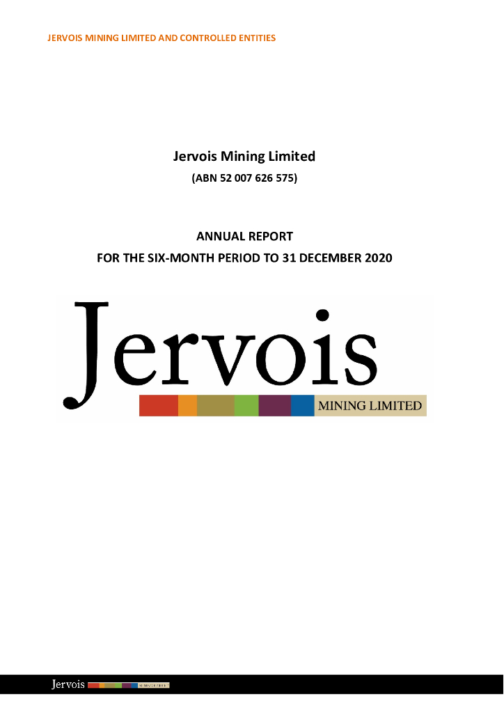 Jervois Mining Ltd.（JRV）2020财年年度报告（英文版）