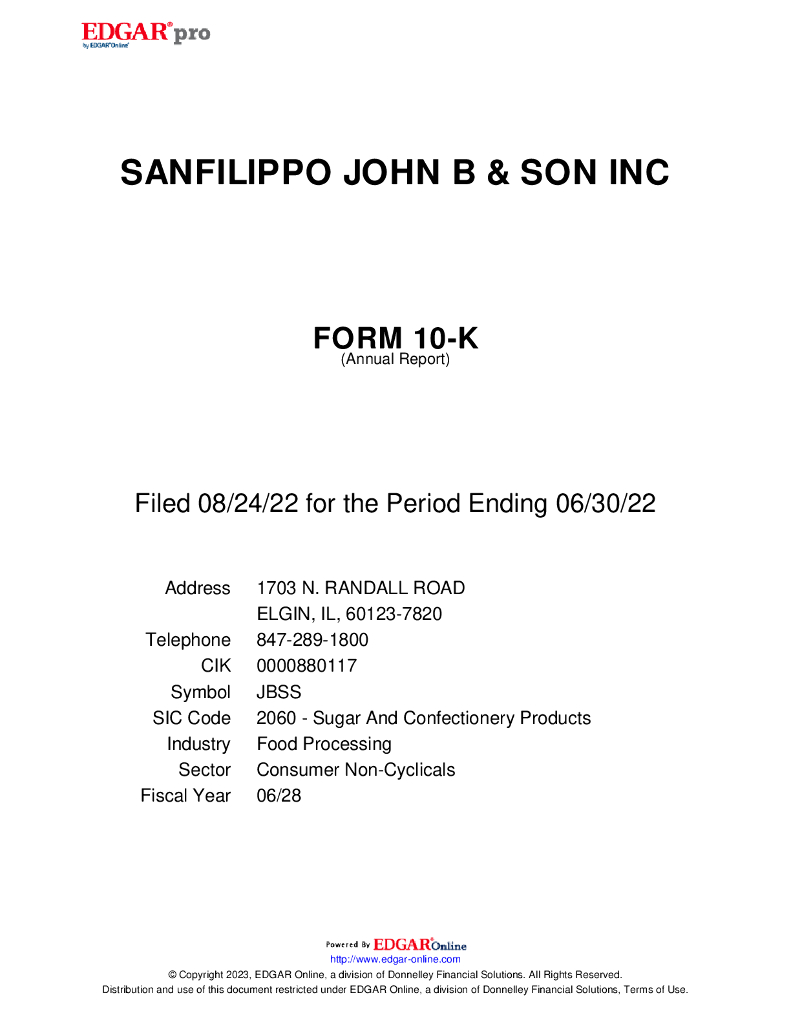 John B Sanfilippo & Son Inc.