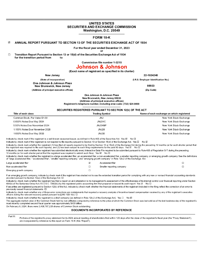 Johnson&Johnson（JNJ）2023财年年度报告（英文版）