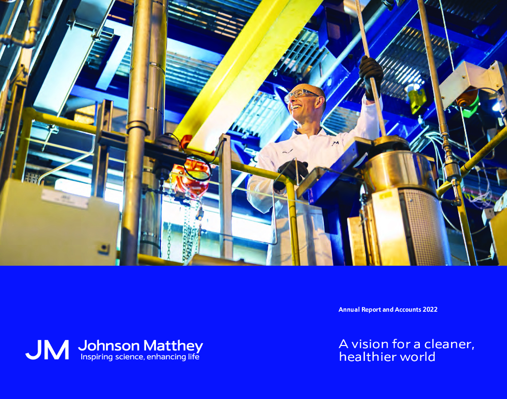 Johnson Matthey plc（JMAT）2022财年年度报告（英文版）