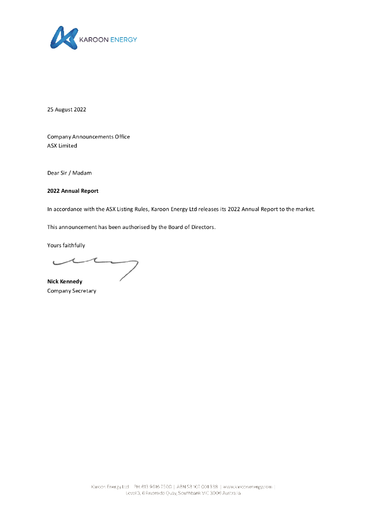 Karoon Gas Australia Limited（KAR）2022财年年度报告（英文版）