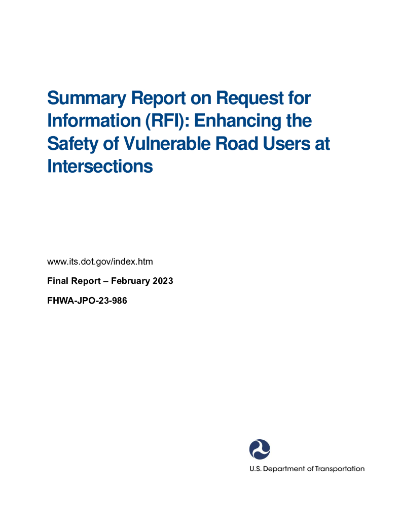 USDOT：2023加强弱势道路使用者在十字路口的安全报告（英文版）