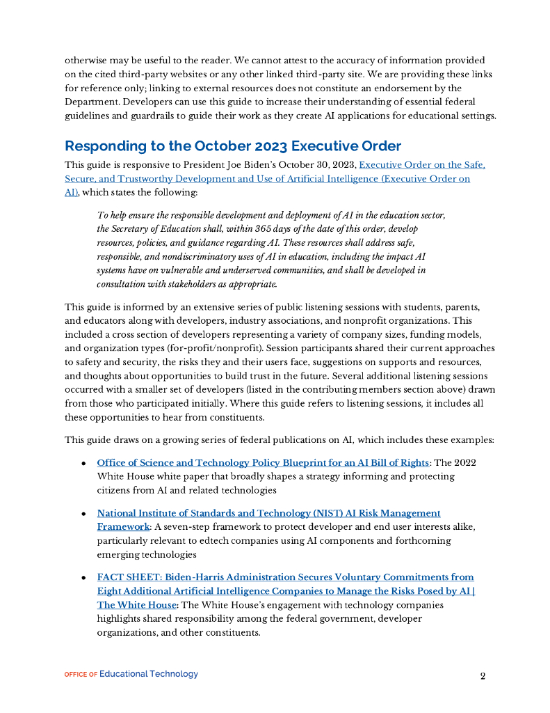 美国教育技术办公室：2024人工智能教育设计：开发人员必备指南报告（英文版）_第6页