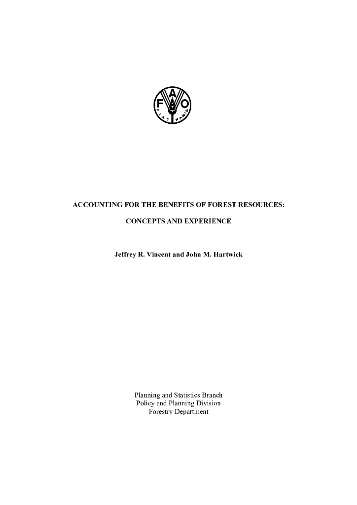 FAO联合国粮农组织：1997森林资源效益核算：概念和经验（英文版）