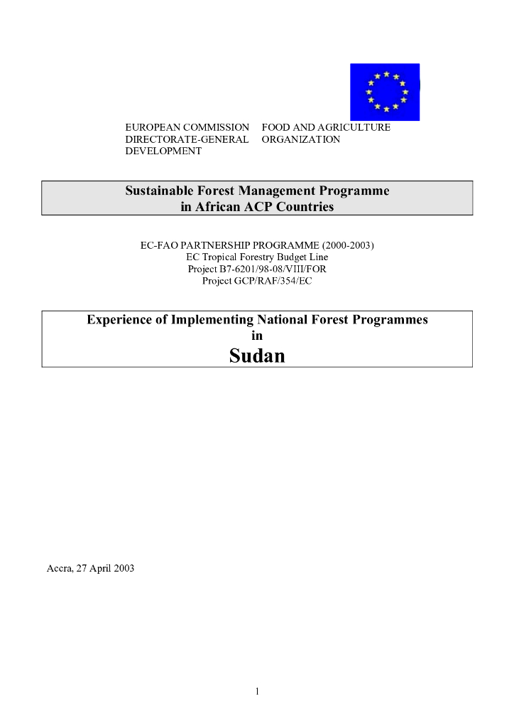 FAO联合国粮农组织：2003苏丹实施国家森林方案的经验报告（英文版）