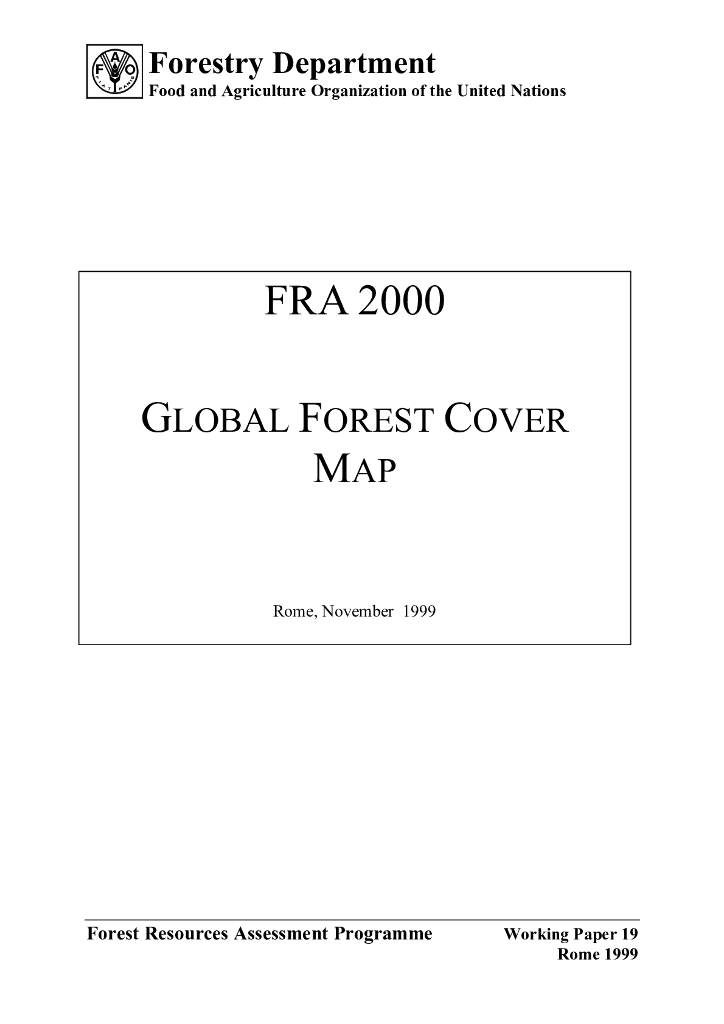 FAO联合国粮农组织：FRA 2000-全球森林覆盖图（英文版）