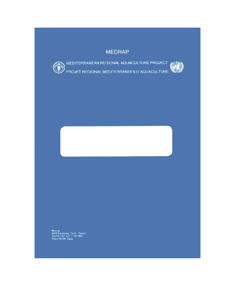 FAO联合国粮农组织：比泽特湖的生态诊断和生物分区：水产养殖应用报告（英文版）