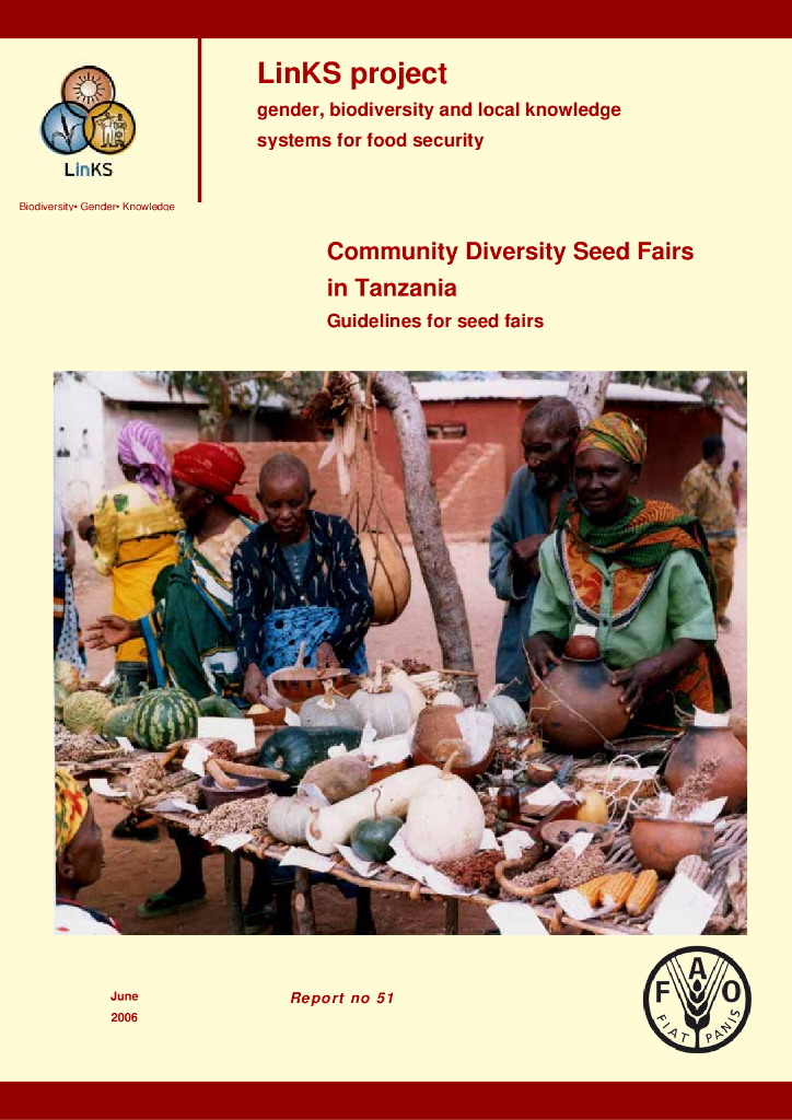 FAO联合国粮农组织：2006坦桑尼亚社区多样性种子交易会-种子交易会准则报告（英文版）