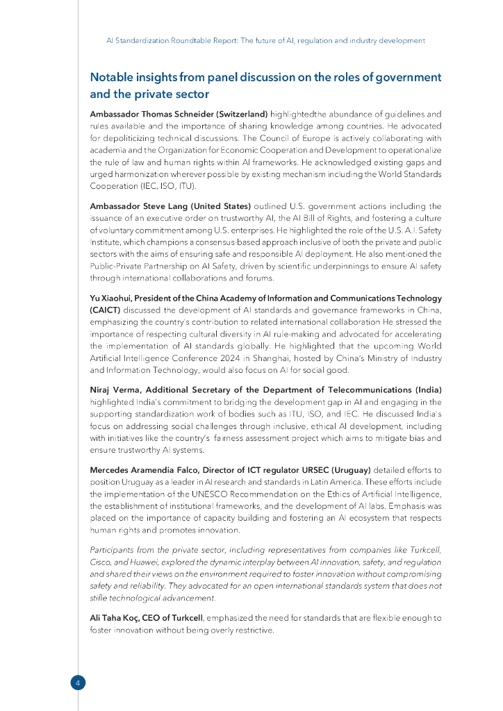 ITU国际电信联盟：2024人工智能标准化圆桌会议报告-人工智能的未来、监管和行业发展（英文版）_第8页