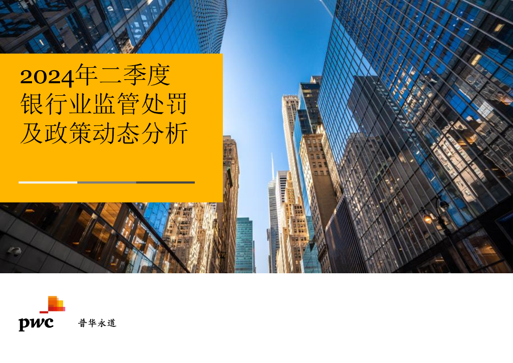 普华永道：2024年二季度银行业监管处罚及政策动态分析报告