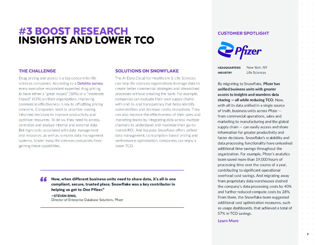 Snowflake：2024生命科学组织通过人工智能数据云加速开发管道的4种方式报告（英文版）_第7页
