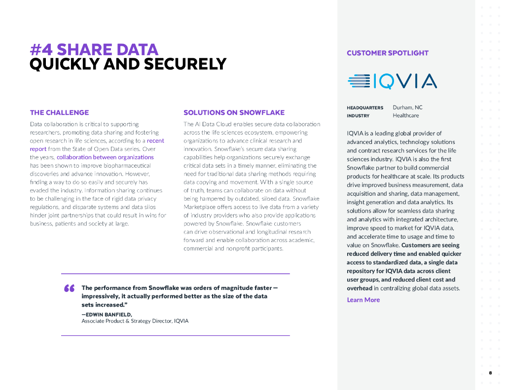 Snowflake：2024生命科学组织通过人工智能数据云加速开发管道的4种方式报告（英文版）_第8页