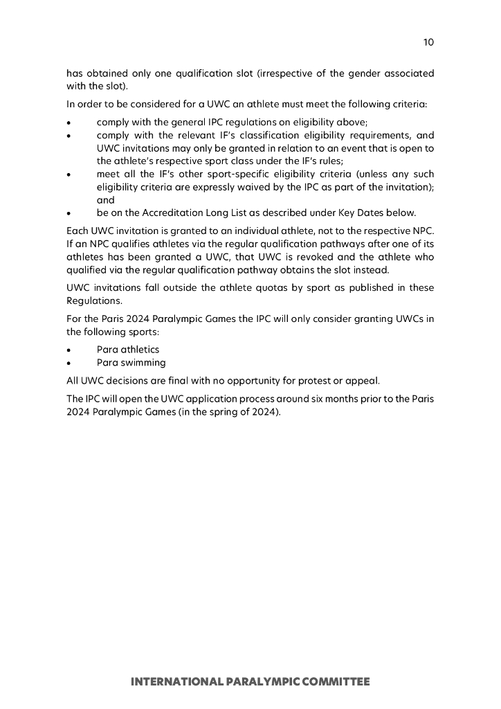 巴黎奥运会2024年残奥会资格规则（英文版）_第10页