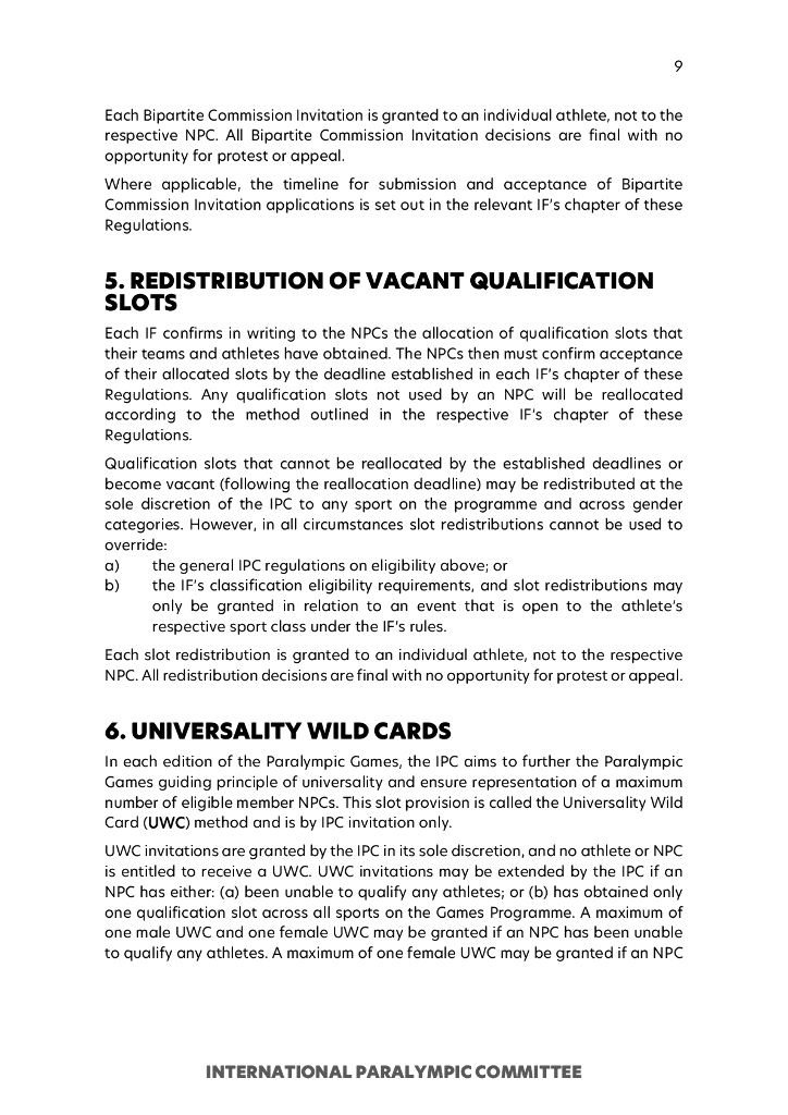 巴黎奥运会2024年残奥会资格规则（英文版）_第9页