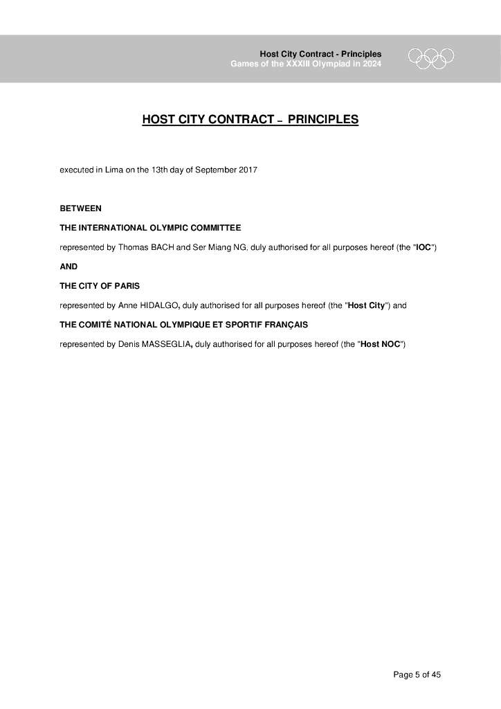 2024年第三十三届奥林匹克运动会主办城市合同原则（英文版）_第5页