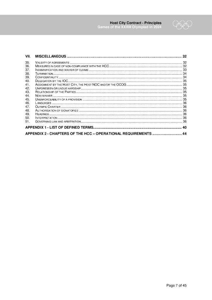 2024年第三十三届奥林匹克运动会主办城市合同原则（英文版）_第7页