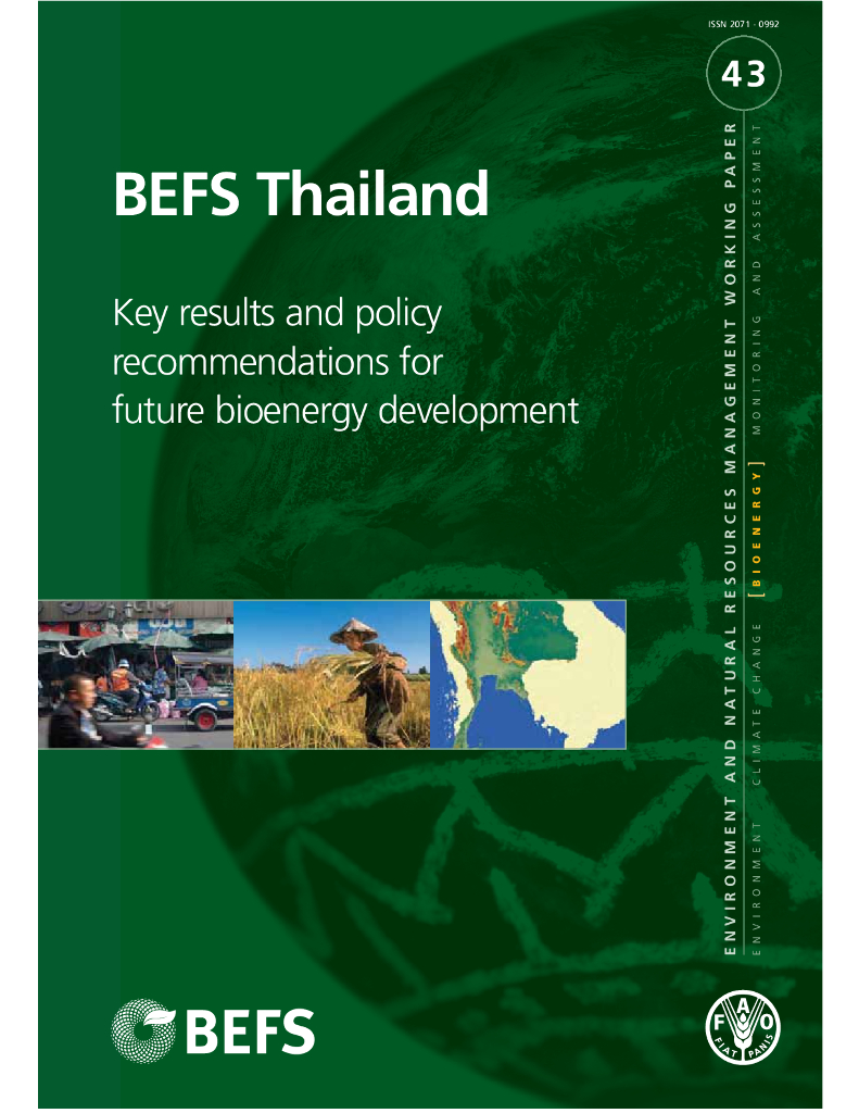 FAO联合国粮农组织：2010年BEFS泰国-未来生物能源发展的主要成果和政策建议报告（英文版）