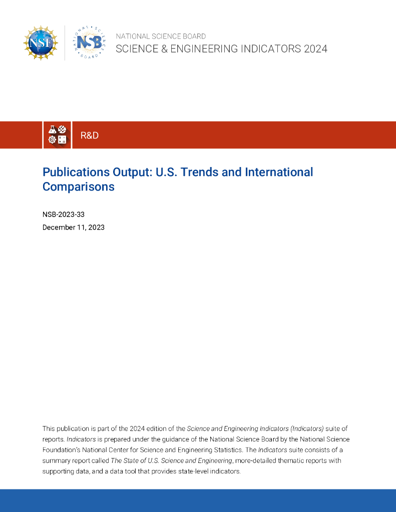 美国国家科学委员会（NSB）：2023出版物产出-美国趋势和国际比较报告（英文版）