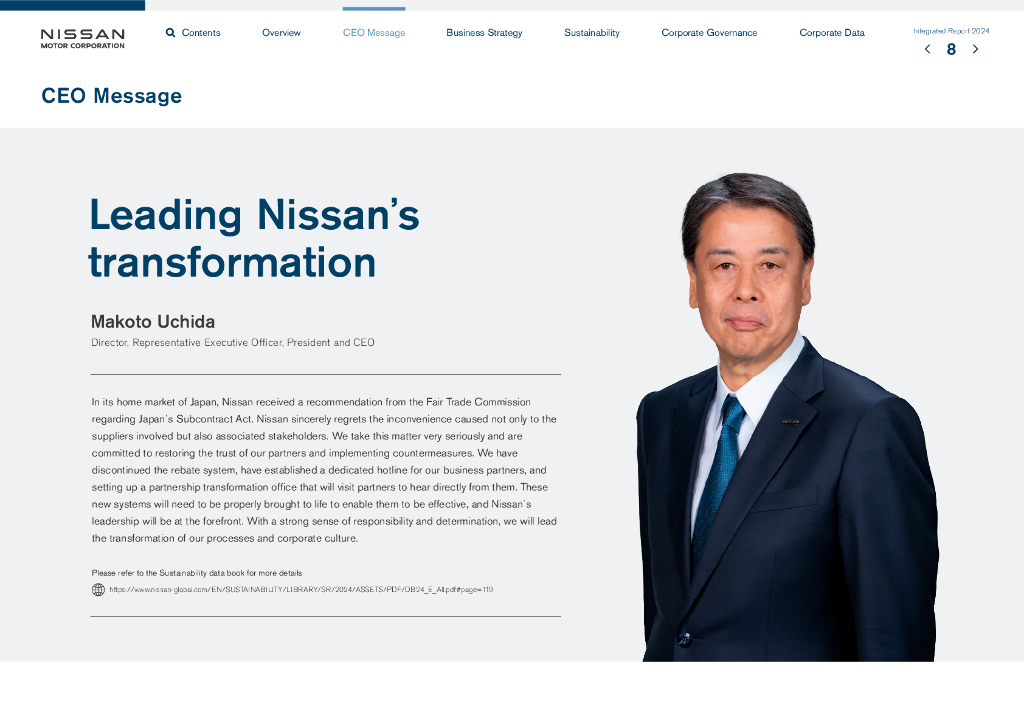 日产汽车（NISSAN MOTOR）2024年度综合报告（英文版）_第9页