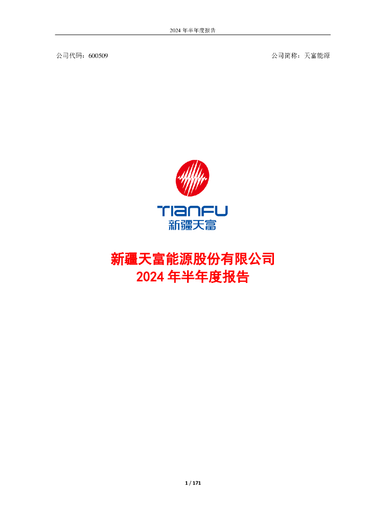 600509-天富<em>能源</em>：新疆天富<em>能源</em>股份有限公司2024年半年度报告正文 海报