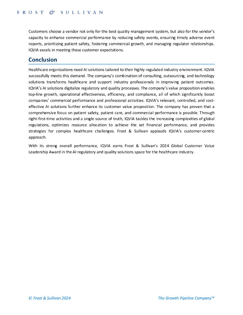 IQVIA艾昆纬：2024年医疗保健行业全球人工智能监管和质量解决方案领域的客户价值领导者报告（英文版）_第7页