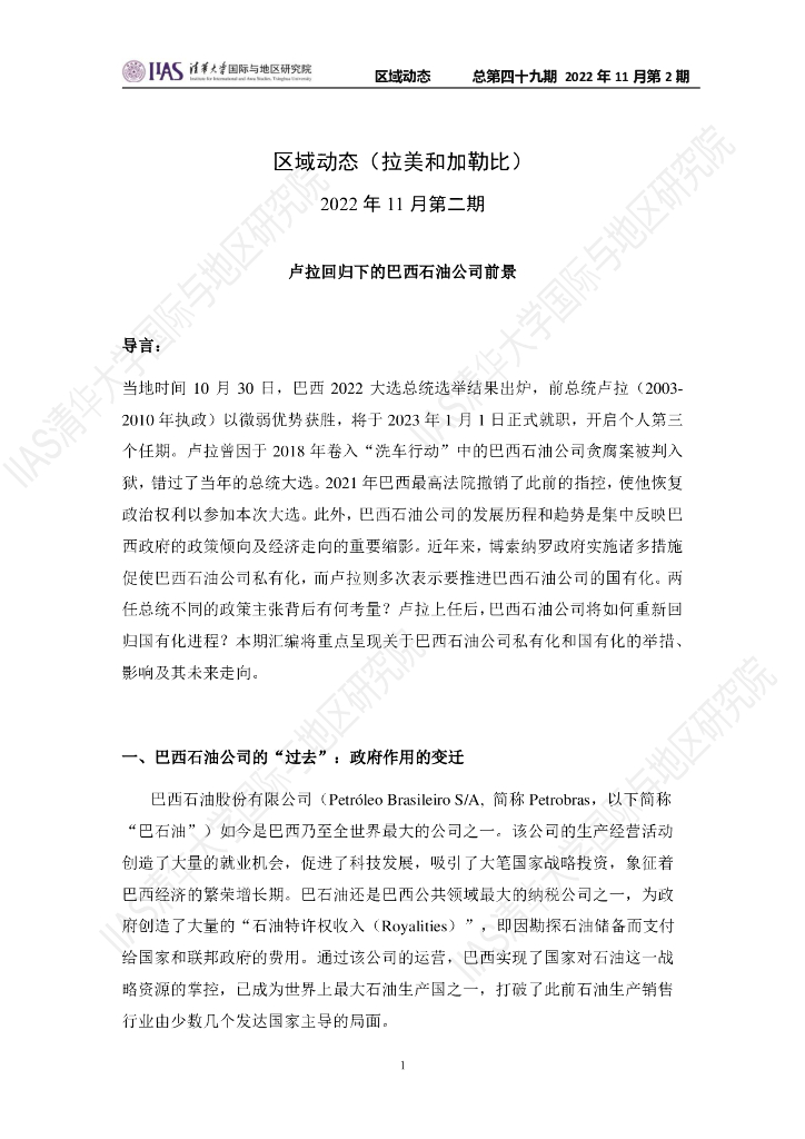 清华大学国际与地区研究院：拉美和加勒比地区《区域动态》2022年11月第2期