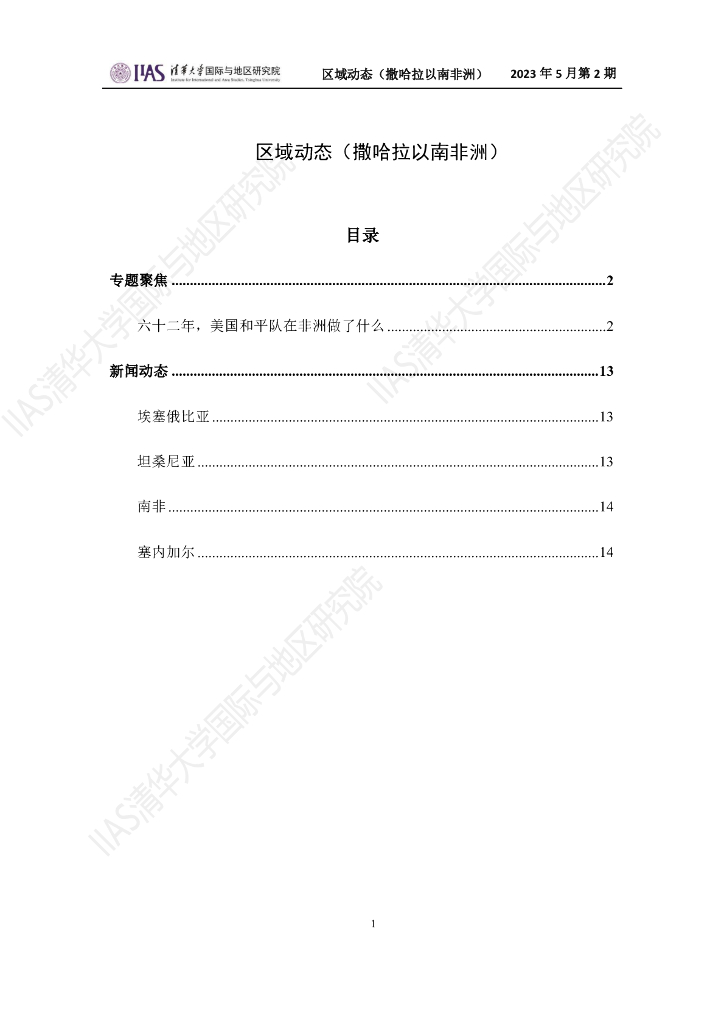 清华大学国际与地区研究院：撒哈拉以南非洲地区《区域动态》2023年5月第2期