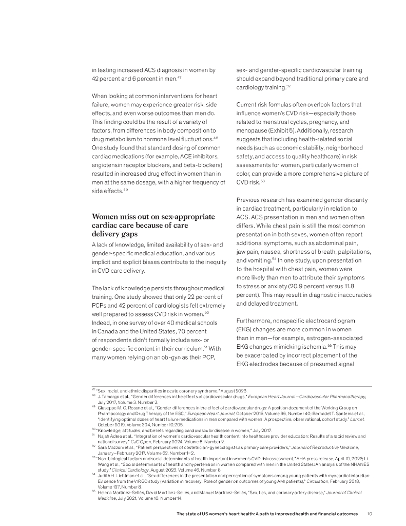 麦肯锡&美国心脏协会：2024年美国女性心脏健康状况：改善健康和经济状况的途径研究报告（英文版）_第10页