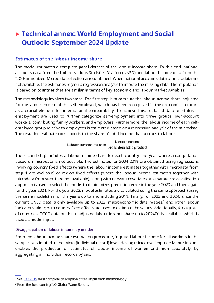 国际劳工组织（ILO）：世界就业和社会展望：2024年9月最新情况报告（英文版）