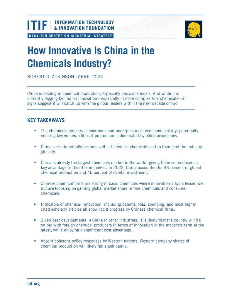 ITIF：2024年中国化学工业的创新程度如何？（英文版 ）