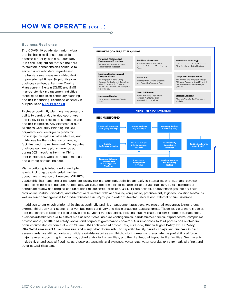 Kemet Corporation（KEM）2021年企业可持续报告（英文版）_第9页