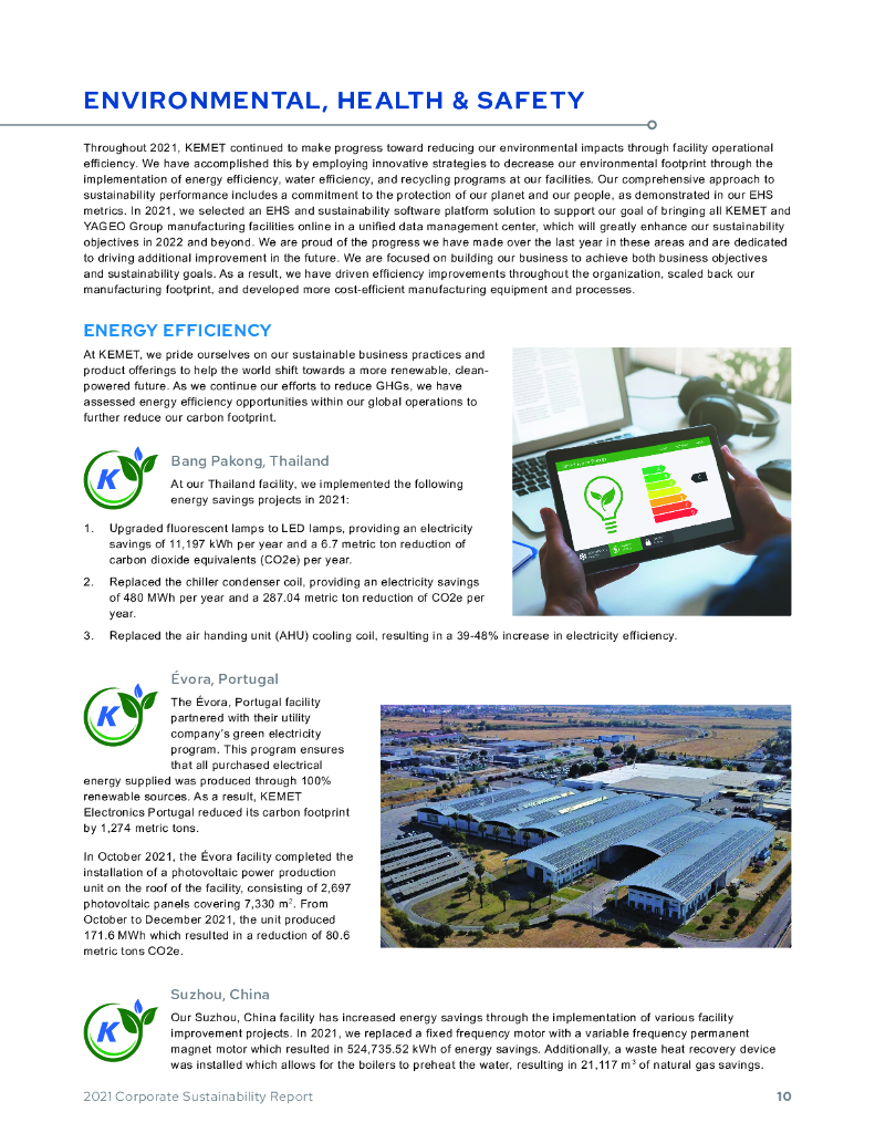 Kemet Corporation（KEM）2021年企业可持续报告（英文版）_第10页
