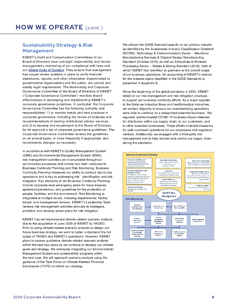Kemet Corporation（KEM）2020年企业可持续报告（英文版）_第6页