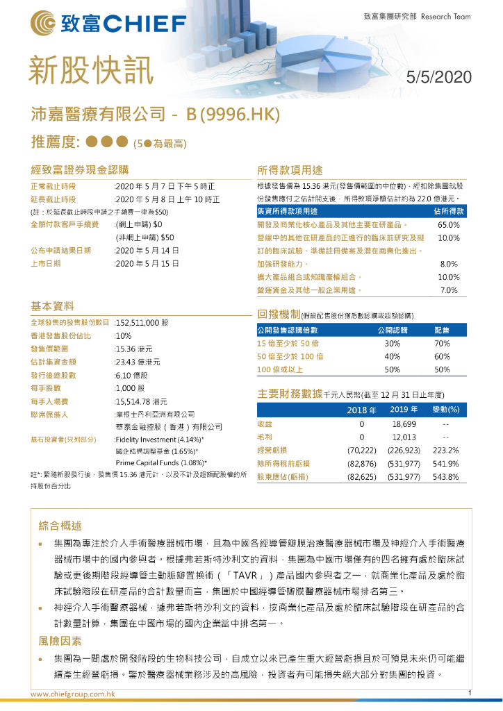 致富证券：沛嘉医疗-B（09996）港股公司研究报告-新股快讯：沛嘉医疗有限公司-B