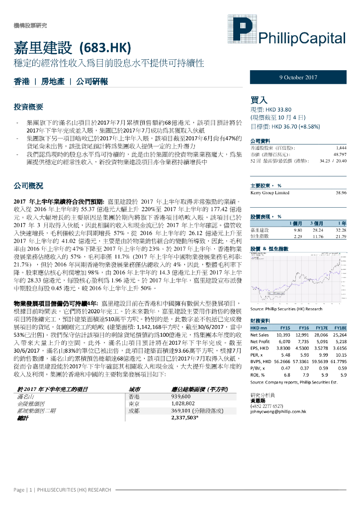 辉立证券：嘉里建设（00683）港股公司研究报告-稳定的经常性收入为目前股息水平提供可持续性