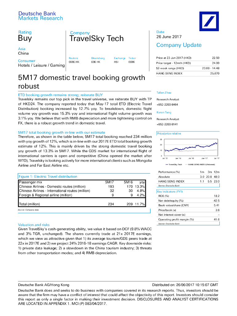 德意志银行：中国民航信息网络（00696）港股公司研究报告-5M17domestictravelbookinggrowthrobust