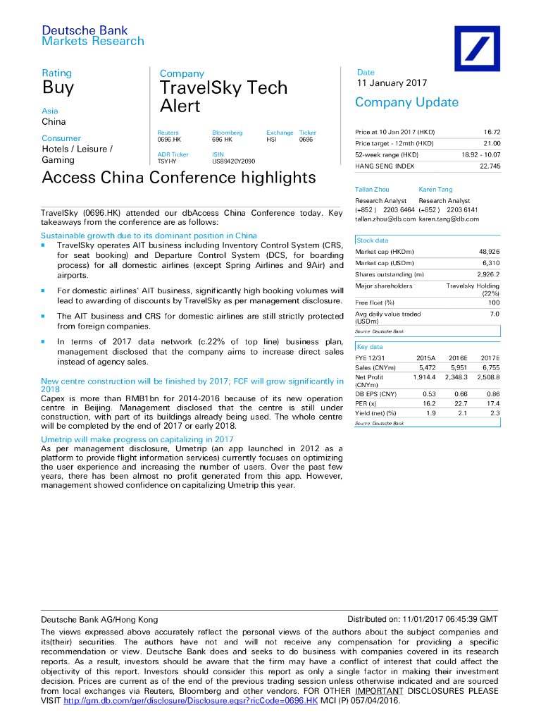 德意志银行：中国民航信息网络（00696）港股公司研究报告-AccessChinaConferencehighlights