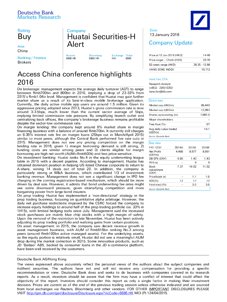 德意志银行：华泰证券（06886）港股公司研究报告-AccessChinaconferencehighlights2016