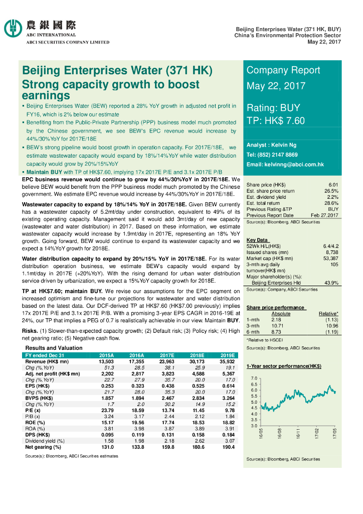 农银国际证券：北控水务集团（00371）港股公司研究报告-Strongcapacitygrowthtoboostearnings