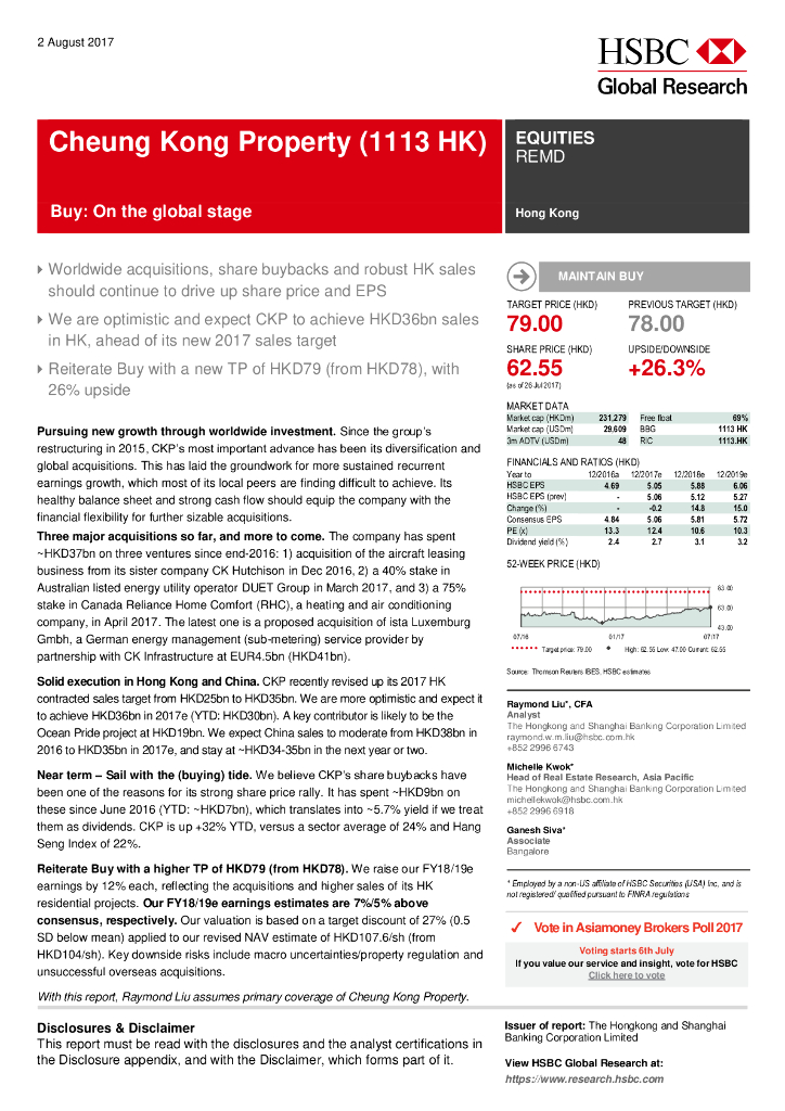 汇丰银行：长实集团（01113）港股公司研究报告-Buy:Ontheglobalstage