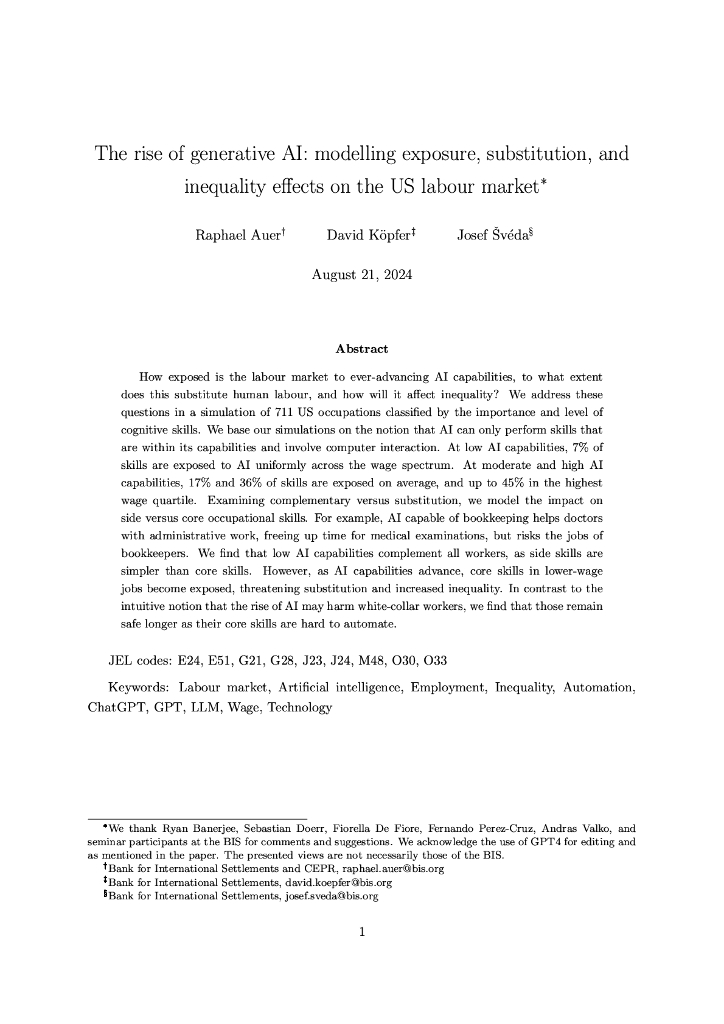 国际清算银行：生成性人工智能的兴起：对美国劳动力市场的暴露、替代和不平等效应进行建模（英文版）_第3页