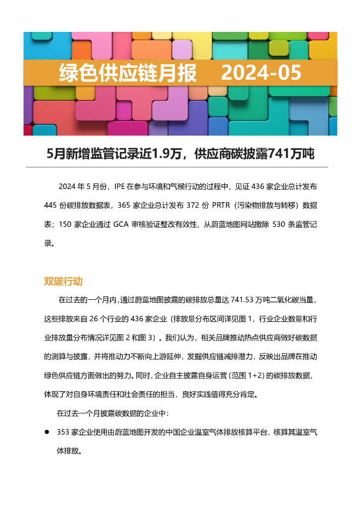 IPE公众环境研究中心：绿色<em>供应链</em>月报-2024年5月 海报