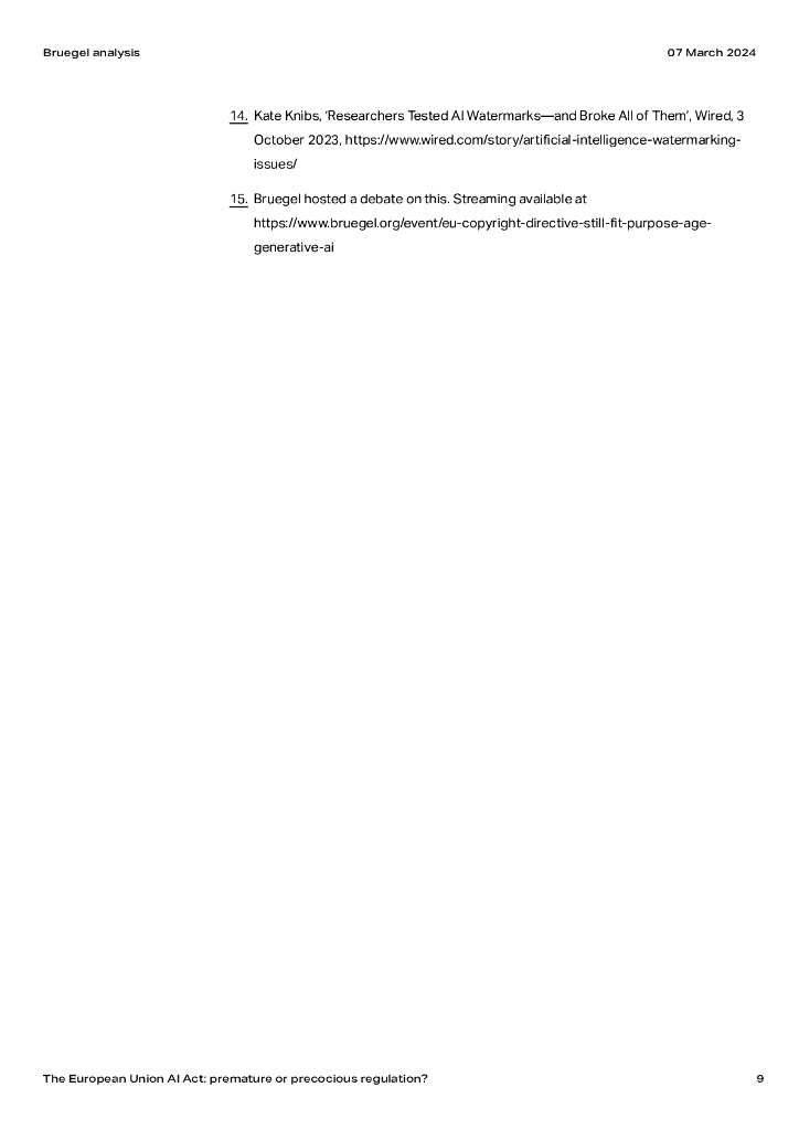 布鲁盖尔研究所：2024年欧盟人工智能法案报告：监管过早还是早熟？（英文版）_第9页