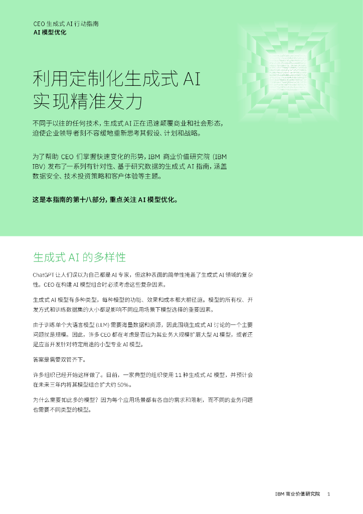 IBM商业价值研究院：2024年CEO生成式AI行动指南：AI模型优化