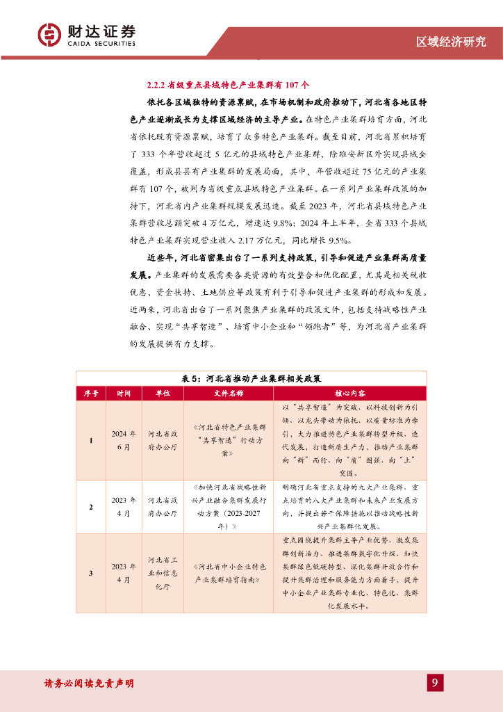 财达证券：区域经济研究报告：河北107个产业集群，培育新质生产力“新动能”_第9页
