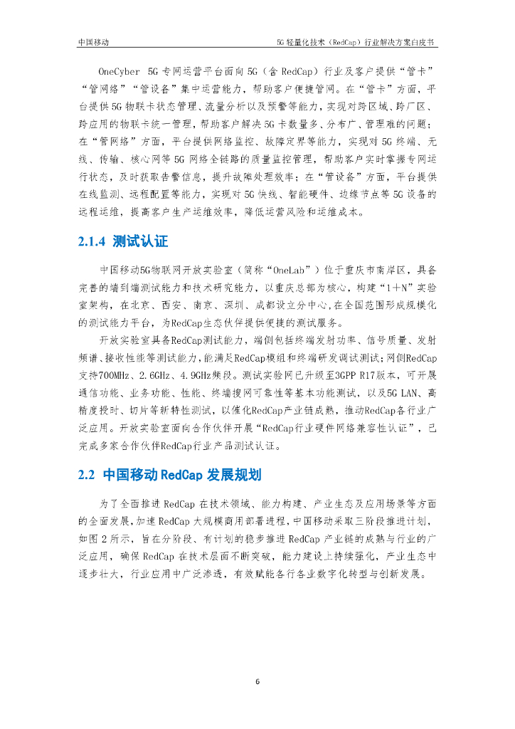 中国移动：2024年5G轻量化技术（RedCap）行业解决方案白皮书_第10页
