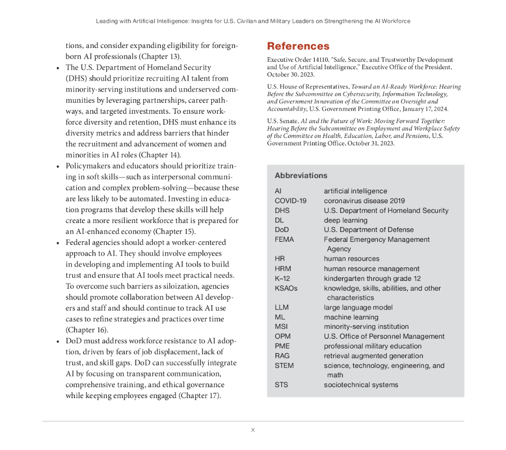 Rand兰德：2024年以人工智能引领-美国文职和军事领导人关于加强人工智能劳动力的见解报告（英文版）_第10页