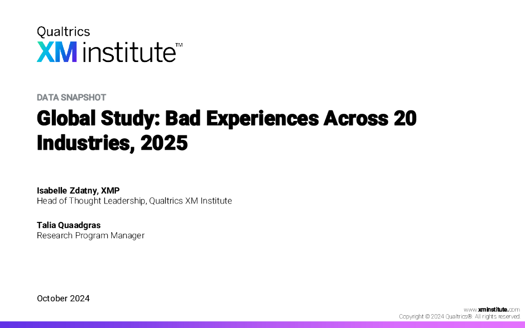 Qualtrics XM Institute：全球研究：2025年20个行业的糟糕经历报告（英文版）