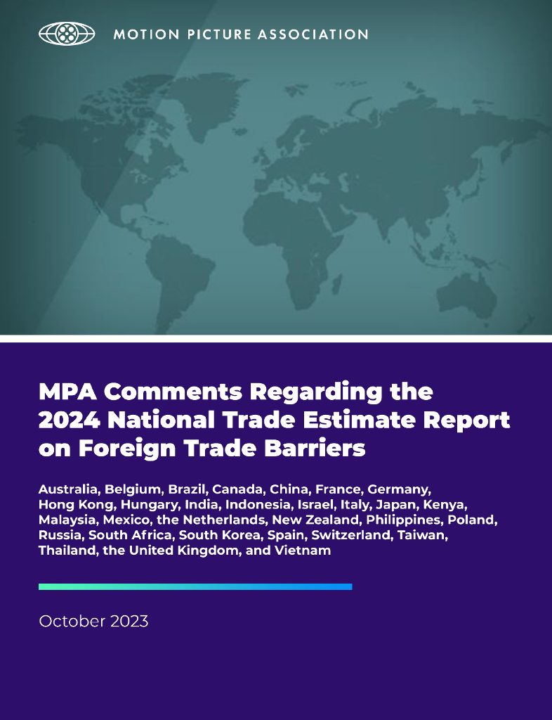 美国电影协会（MPA）：MPA对2024年全国对外贸易壁垒贸易预估报告的评论（英文版）